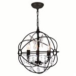 CWI Campechia 3 Light Up Mini Chandelier With Brown Finish