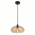 CWI Glass 1 Light Down Mini Pendant With Amber Finish