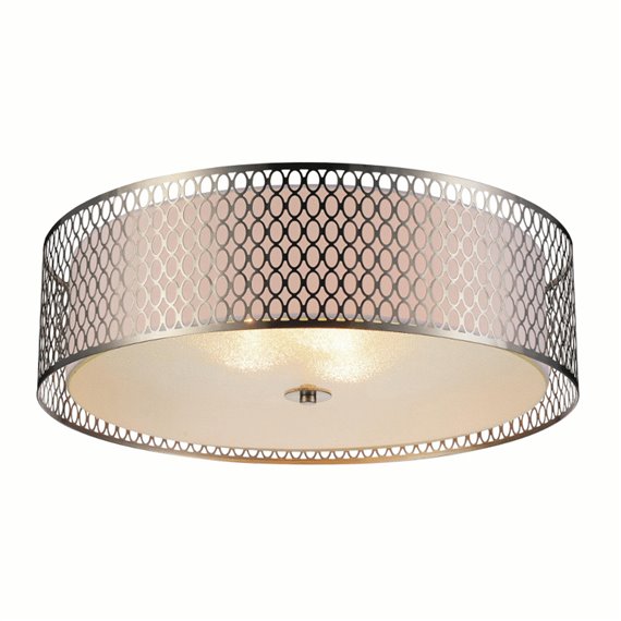 CWI Mikayla 5 Light Drum Shade Flush Mount With Satin Nickel Finish