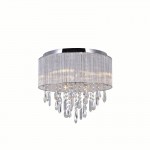 CWI Jacquimo 6 Light Drum Shade Flush Mount With Chrome Finish