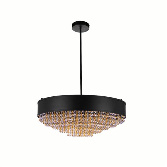 CWI Medina 10 Light Drum Shade Chandelier With Black Finish