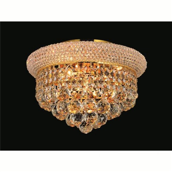CWI Empire 3 Light Flush Mount With Gold Finish