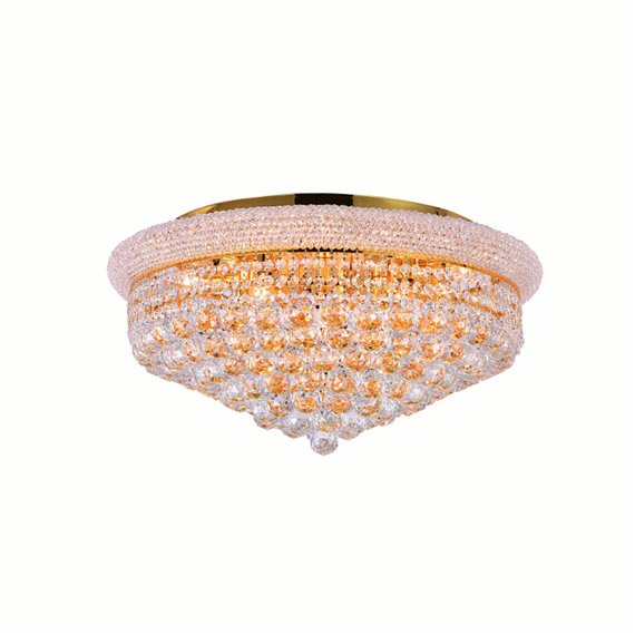 CWI Empire 13 Light Flush Mount With Gold Finish