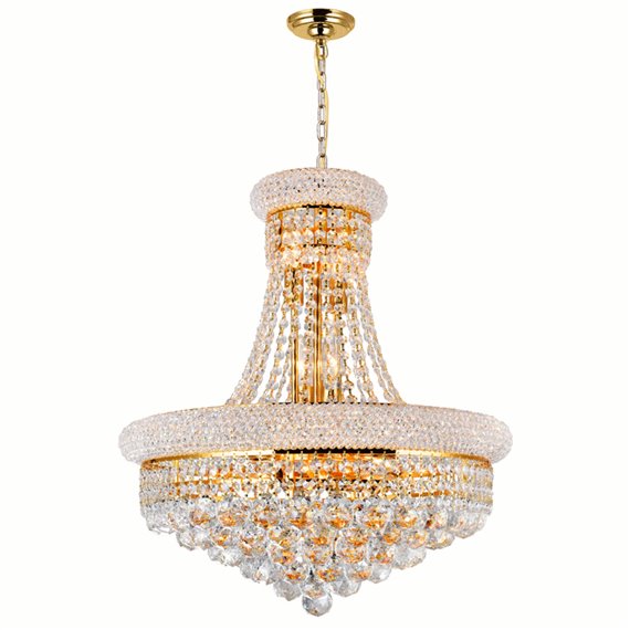 CWI Empire 14 Light Down Chandelier With Gold Finish