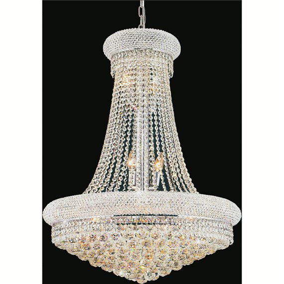 CWI Empire 18 Light Down Chandelier With Chrome Finish