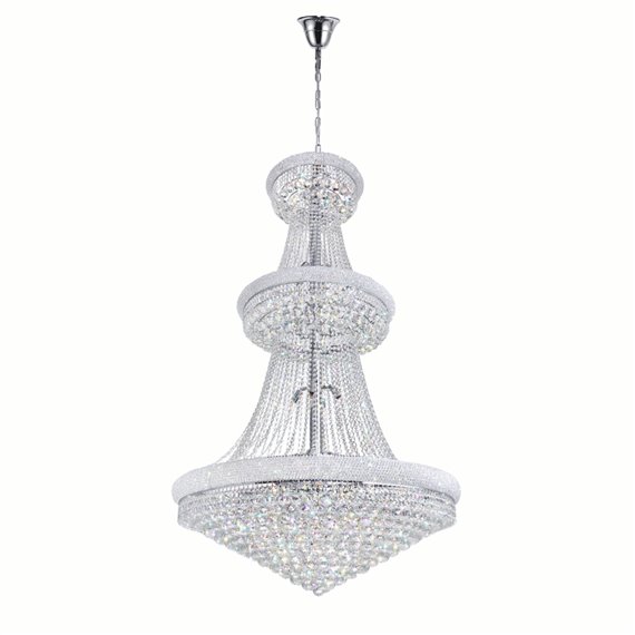 CWI Empire 38 Light Down Chandelier With Chrome Finish