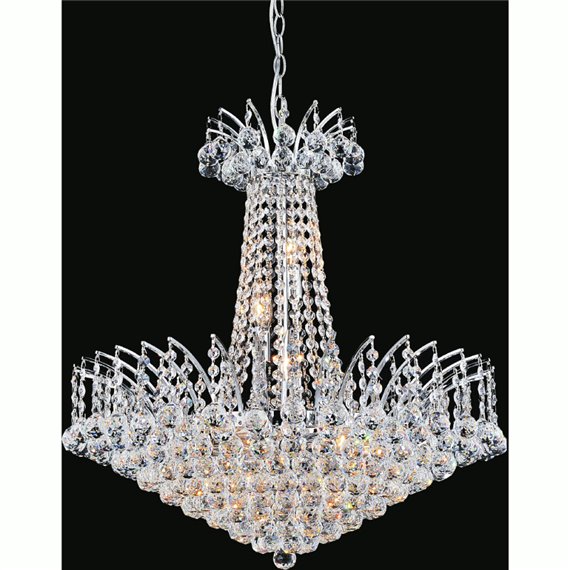CWI Posh 11 Light Down Chandelier With Chrome Finish