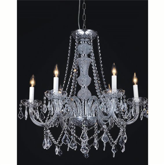 CWI Princeton 6 Light Down Chandelier With Chrome Finish