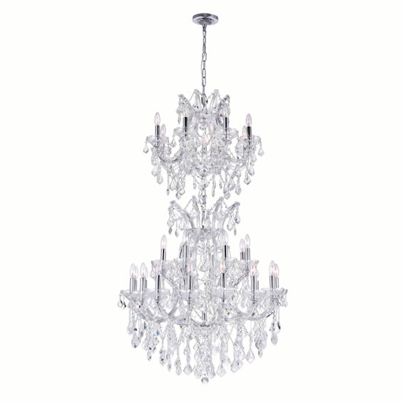 CWI Maria Theresa 34 Light Up Chandelier With Chrome Finish