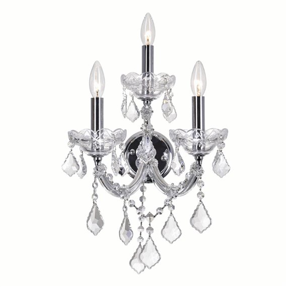 CWI Maria Theresa 3 Light Wall Sconce With Chrome Finish