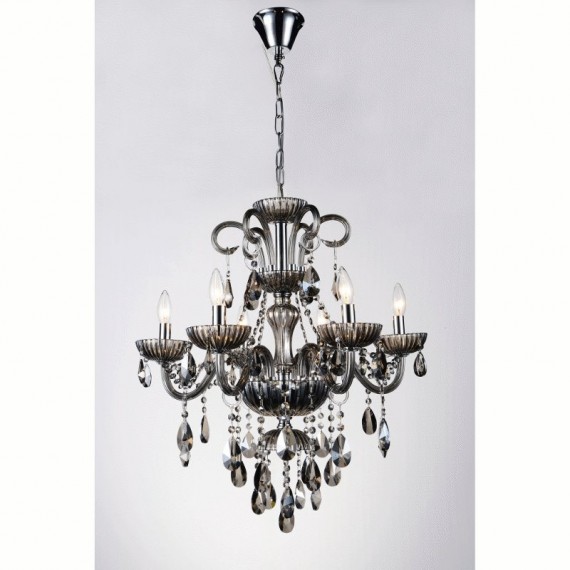 CWI Casper 6 Light Up Chandelier With Chrome Finish