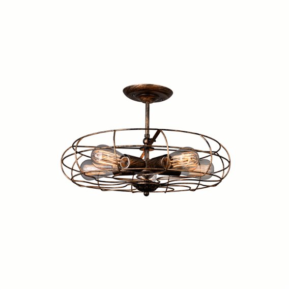 CWI Pamela 5 Light Flush Mount With Antique Copper Finish