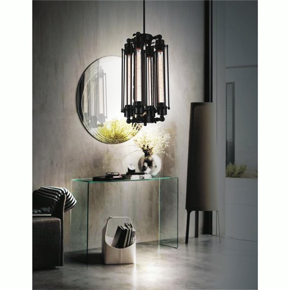 CWI Kiera 4 Light Down Mini Pendant With Black Finish