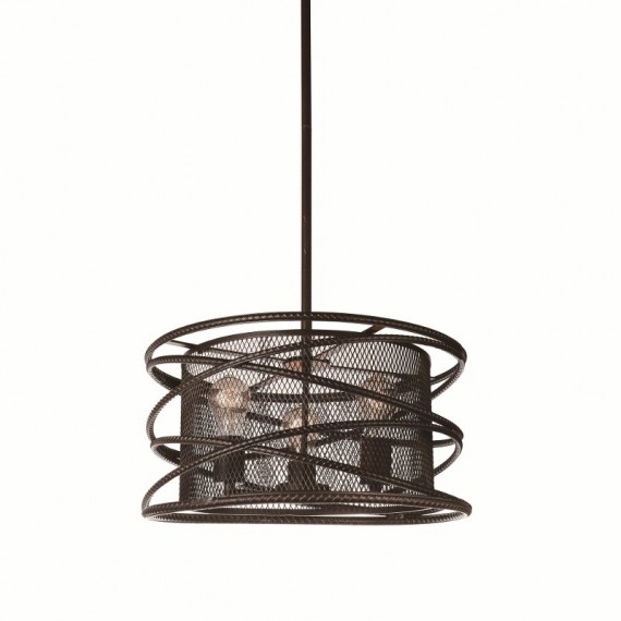 CWI Darya 3 Light Up Chandelier With Brown Finish