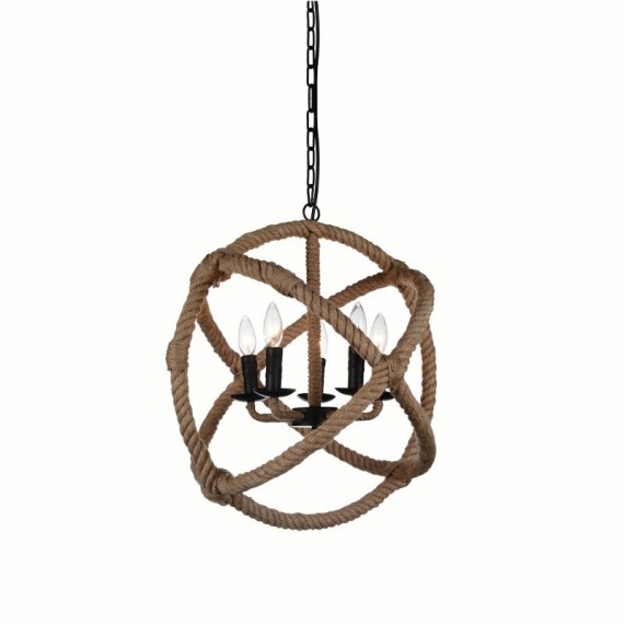 CWI Padma 5 Light Up Chandelier With Black Finish