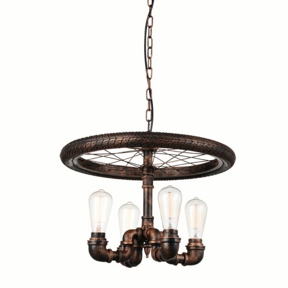 CWI Union 4 Light Up Chandelier With Blackened Copper Finish