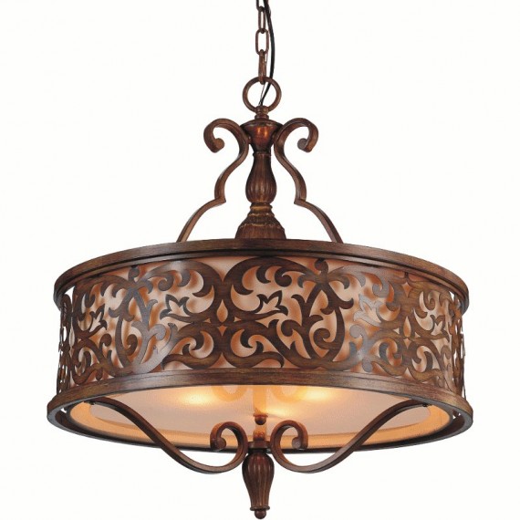 CWI Nicole 5 Light Drum Shade Chandelier With Brushed Chocolate Finish