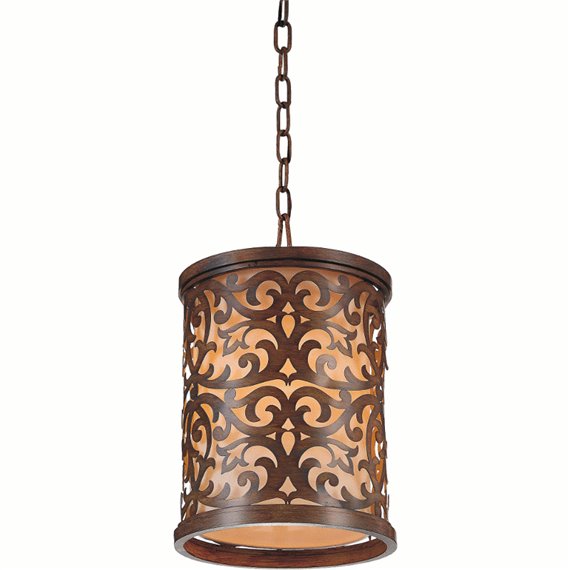 CWI Nicole 1 Light Drum Shade Mini Pendant With Brushed Chocolate Finish