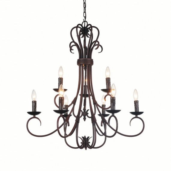 CWI Maddy 9 Light Up Chandelier With Oil Rubbed Brown Finish