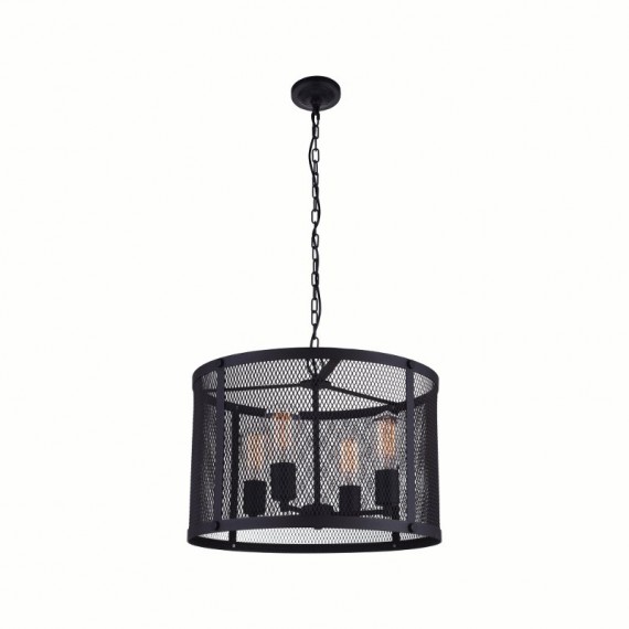 CWI Heale 4 Light Drum Shade Pendant With Reddish Black Finish