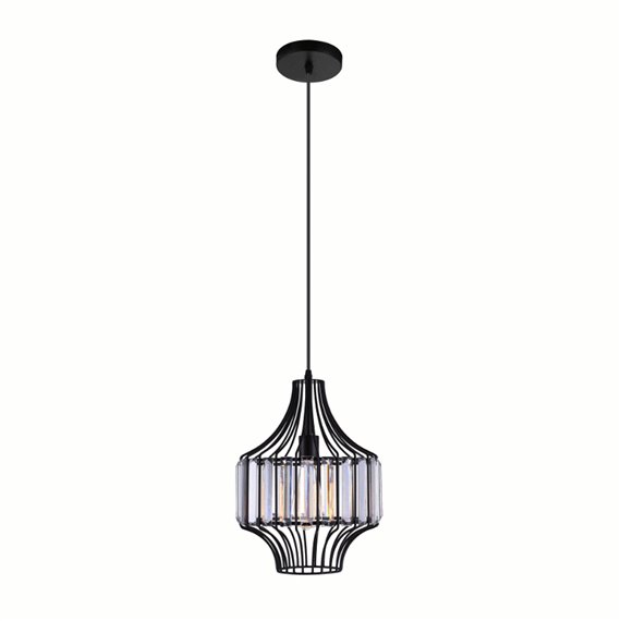 CWI Alethia 1 Light Down Pendant With Black Finish