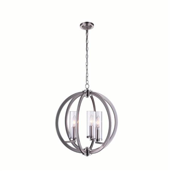 CWI Elton 3 Light Chandelier With Satin Nickel Finish