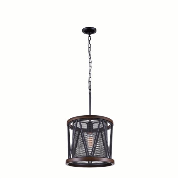 CWI Parsh 1 Light Drum Shade Mini Chandelier With Pewter Finish