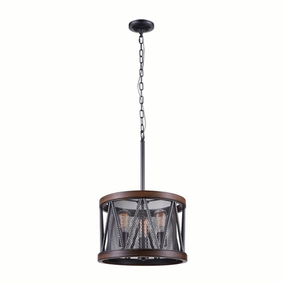 CWI Parsh 3 Light Drum Shade Chandelier With Pewter Finish