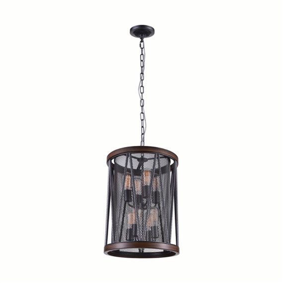 CWI Parsh 8 Light Drum Shade Chandelier With Pewter Finish