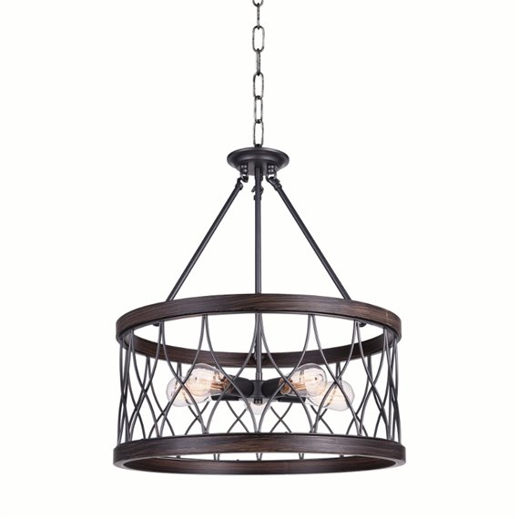 CWI Amazon 5 Light Drum Shade Chandelier With Gun Metal Finish