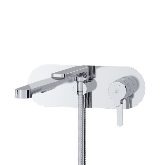 Riobel Nibi TNB21 Wall-Mount Type T/P Thermo/Pressure Balance Coaxial Tub Filler Trim With Handshower